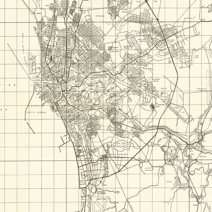 Vintage Manila, Philippines, World War II Map, 1945