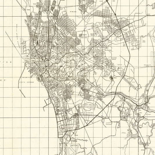 Vintage Manila, Philippines, World War II Map, 1945