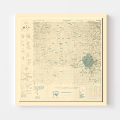 Vintage Hiroshima Atomic Bombing Map, 1945