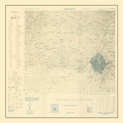 Vintage Hiroshima Atomic Bombing Map, 1945