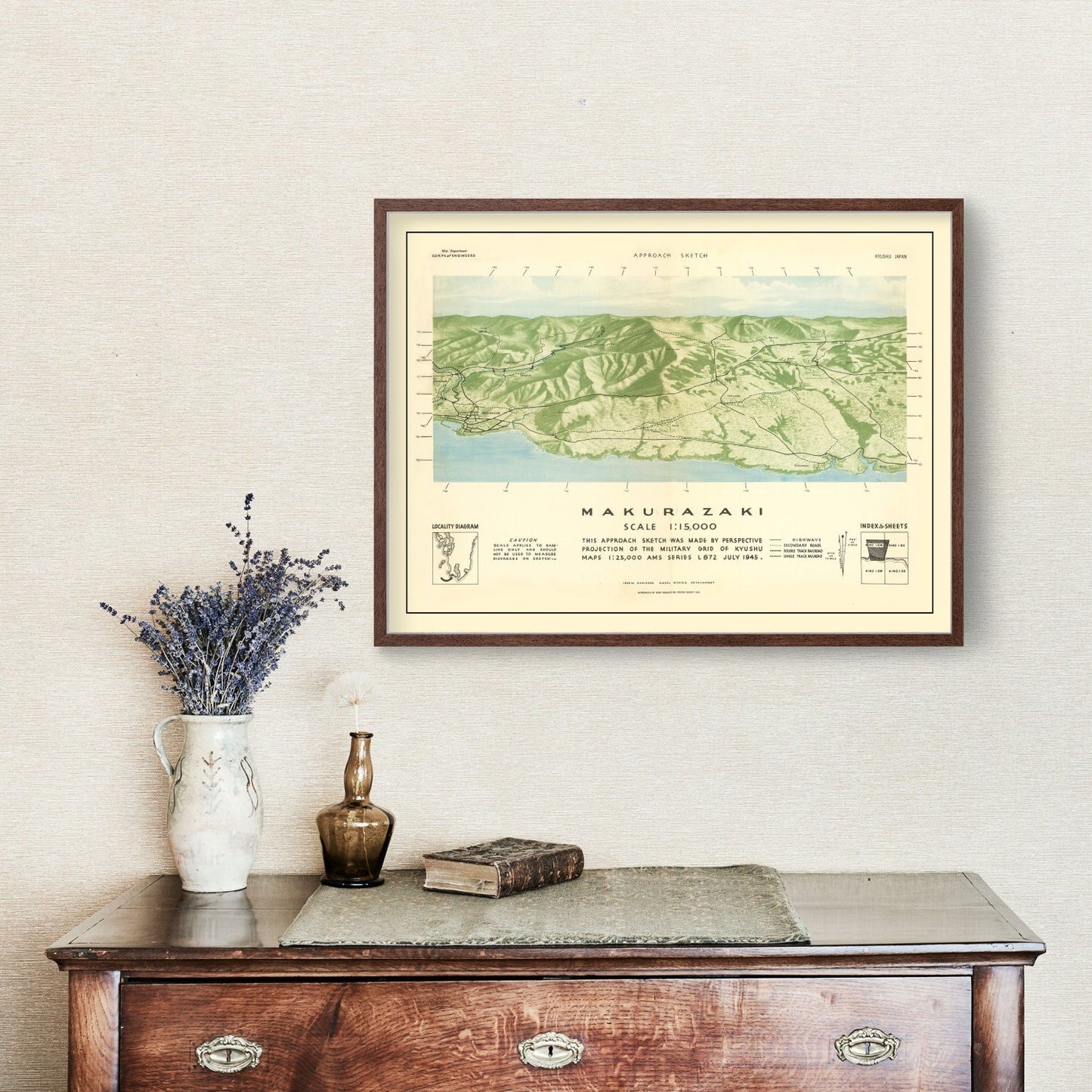 Vintage American Invasion of Japanese Islands WWII Map, 1945