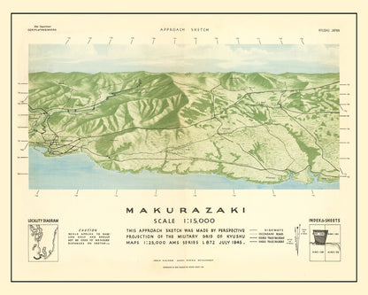 Vintage American Invasion of Japanese Islands WWII Map, 1945