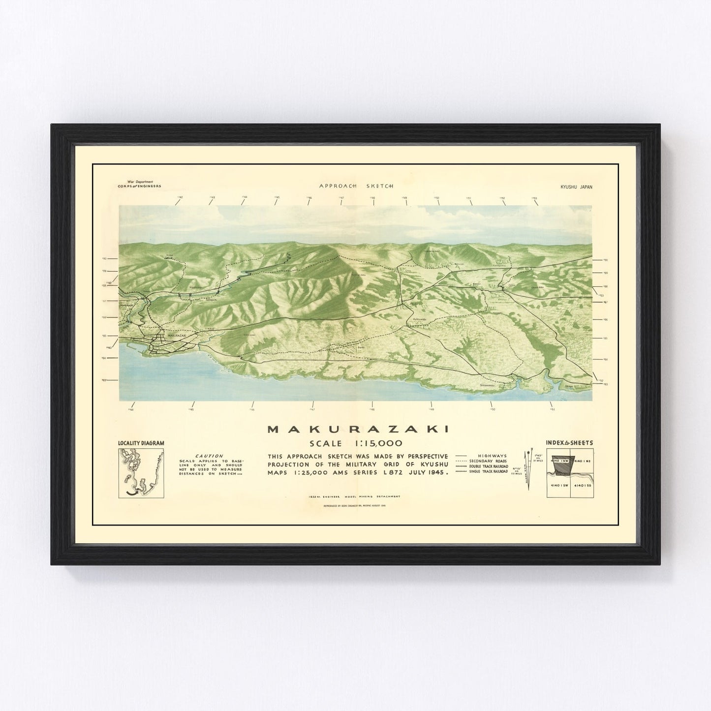 Vintage WWII map of American invasion of Japanese islands, 1945