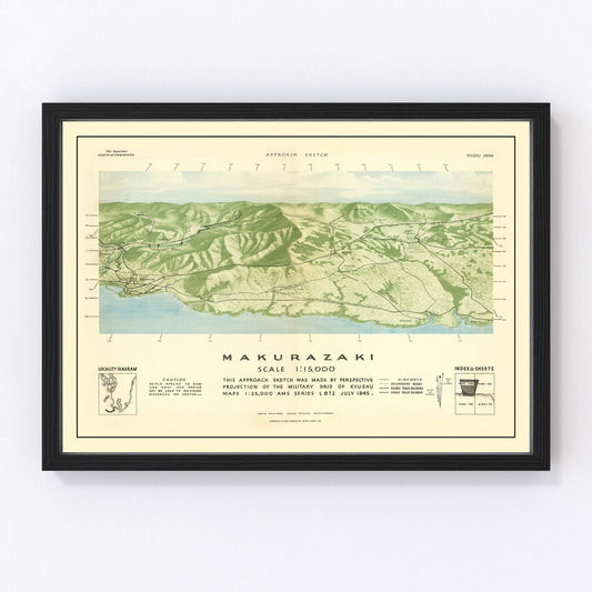 Vintage WWII map of American invasion of Japanese islands, 1945