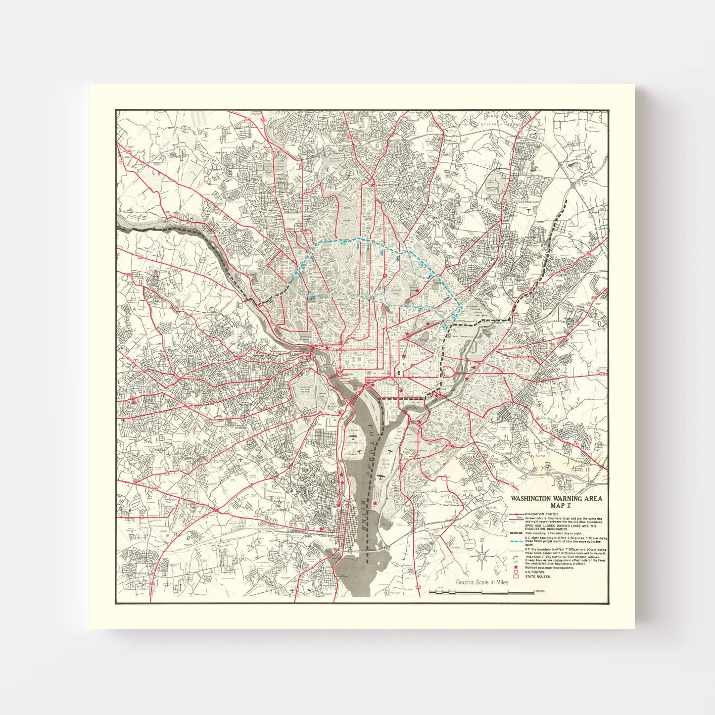 Vintage Map of Washington, DC 1959