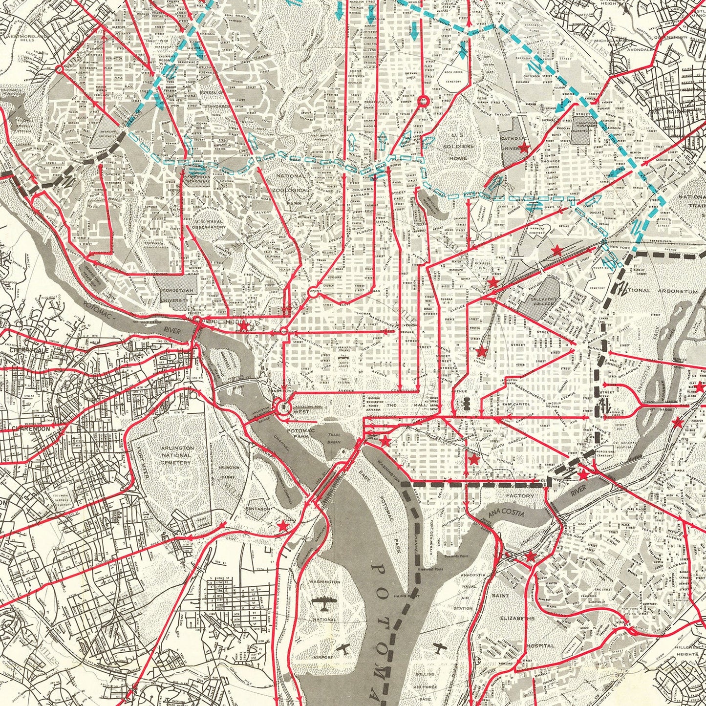 Vintage Map of Washington, DC 1959