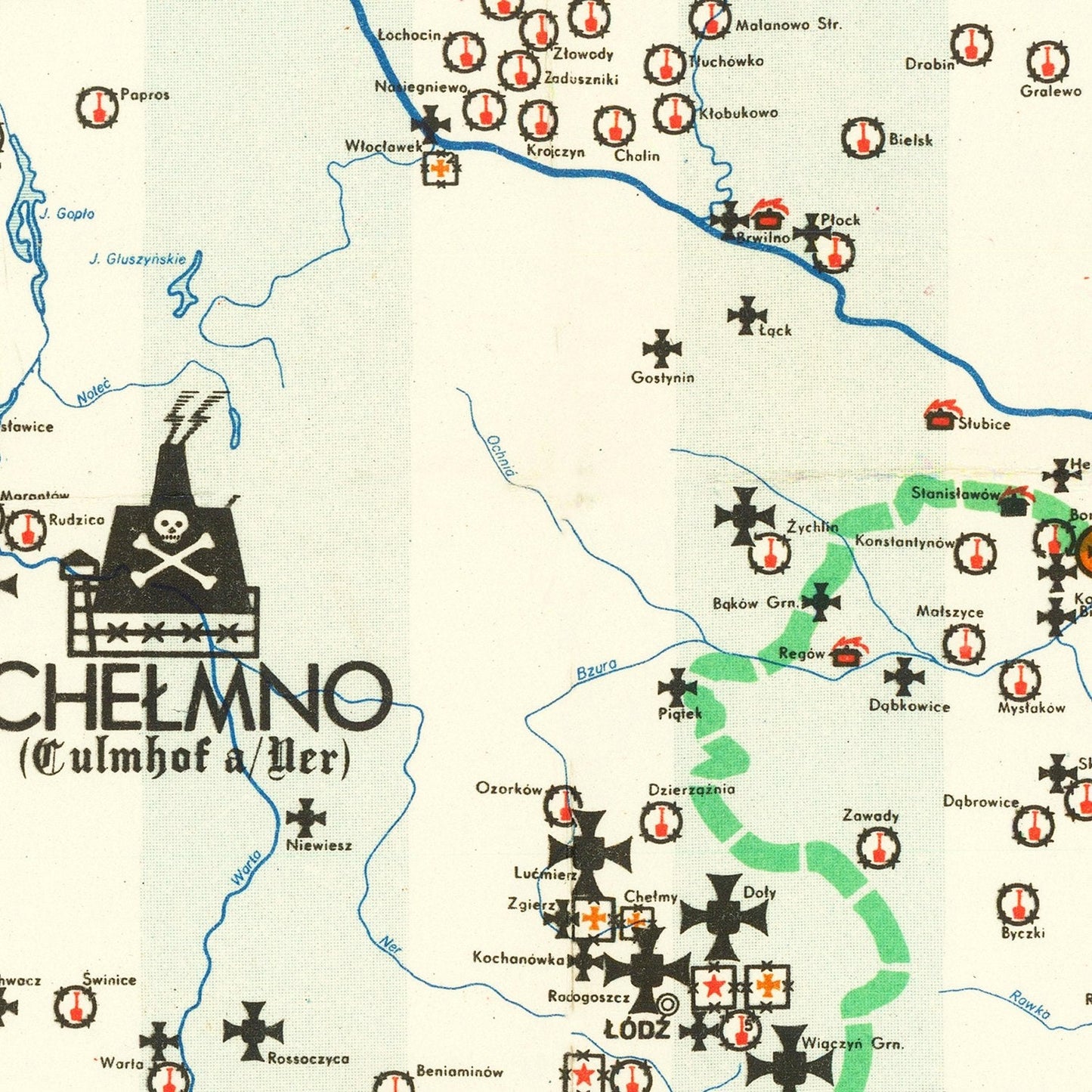 Vintage Polish Holocaust Map, 1971