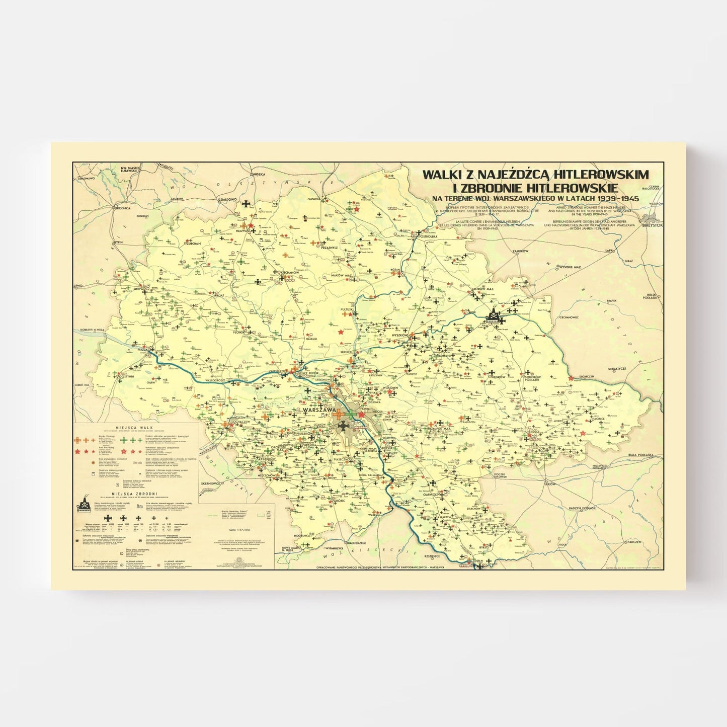 Vintage Warsaw Nazi Invasion Map, Poland, 1945