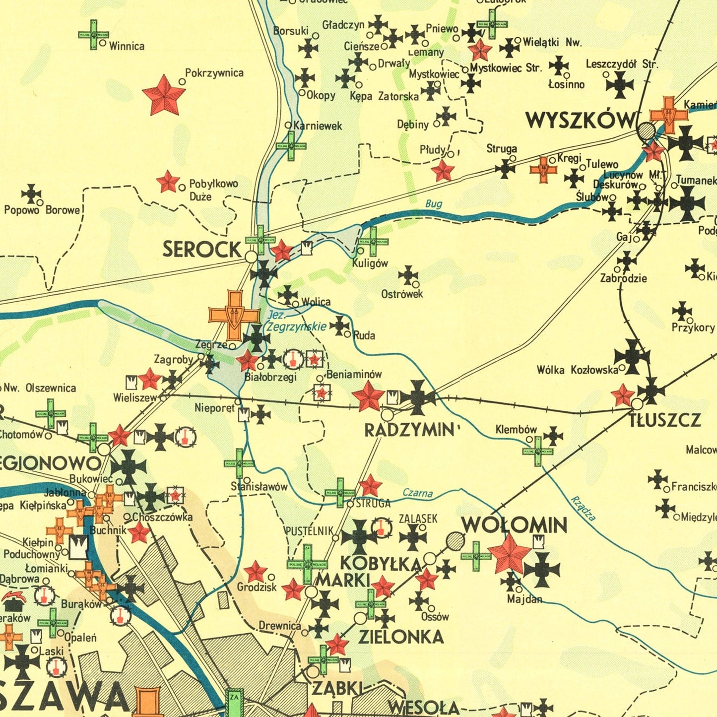 Vintage Warsaw Nazi Invasion Map, Poland, 1945