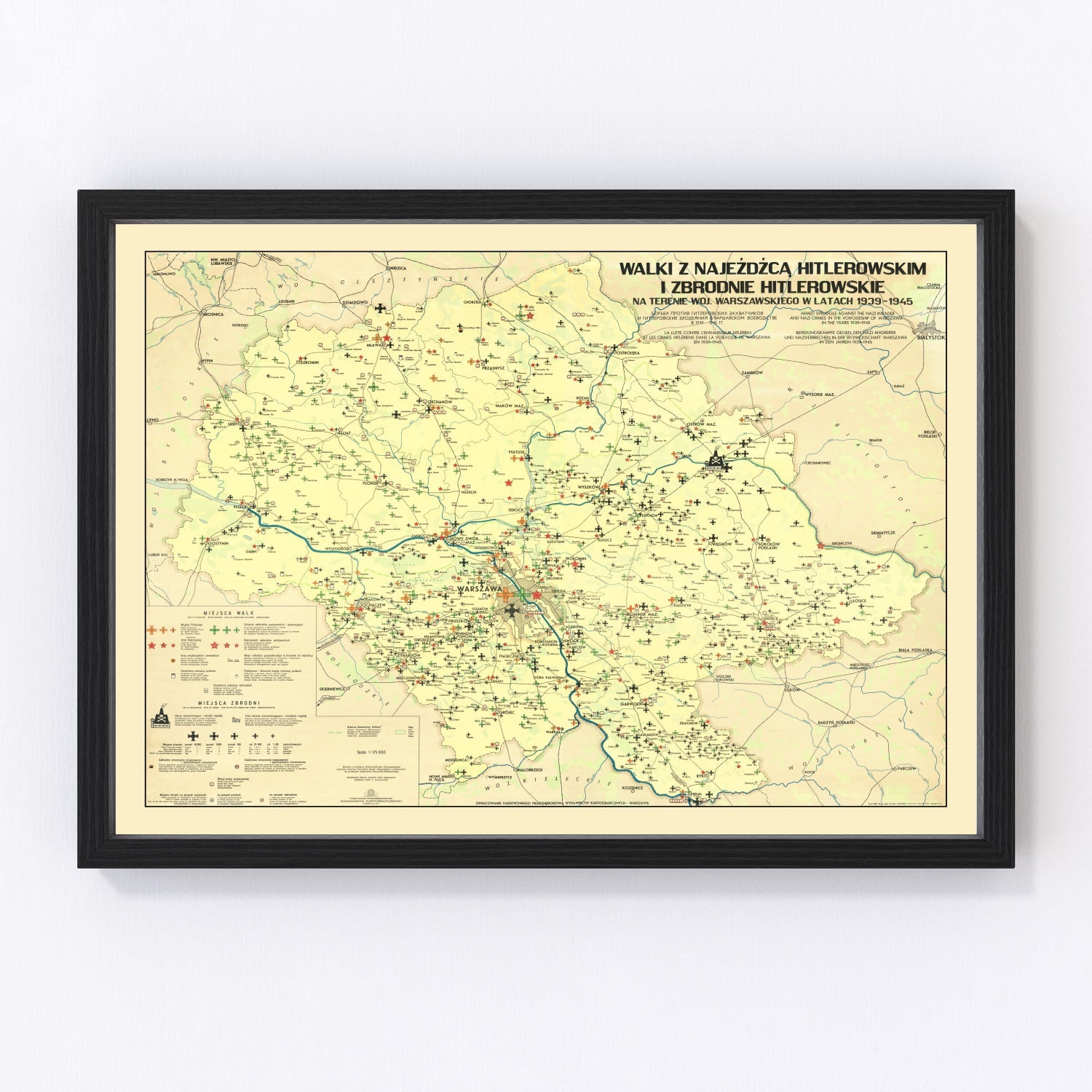 vintage Warsaw, Poland Nazi invasion map, 1945