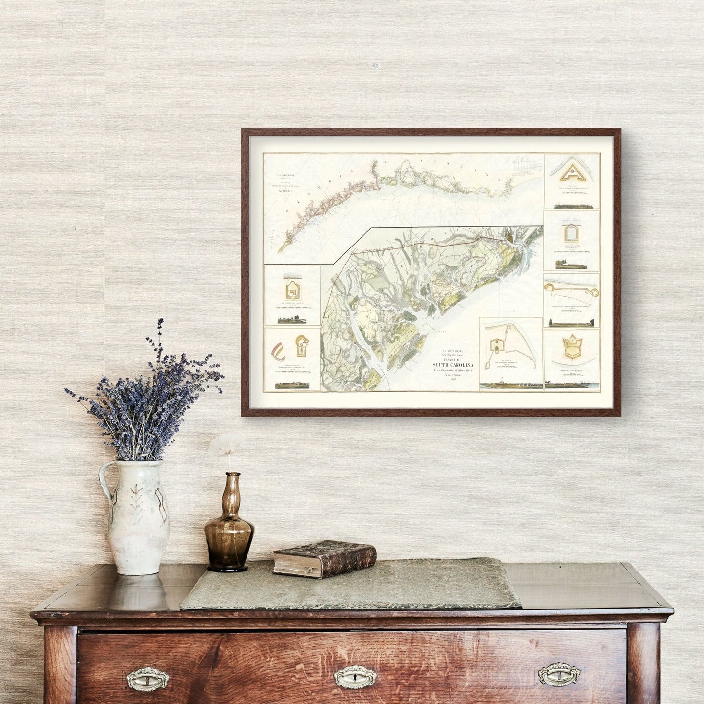Vintage Map of the South Carolina Coast, 1862