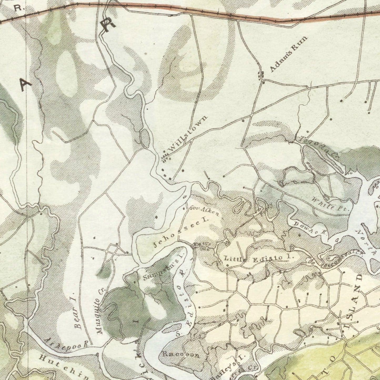 Vintage Map of the South Carolina Coast, 1862