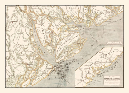 Vintage Map of Port Royal, South Carolina, 1861