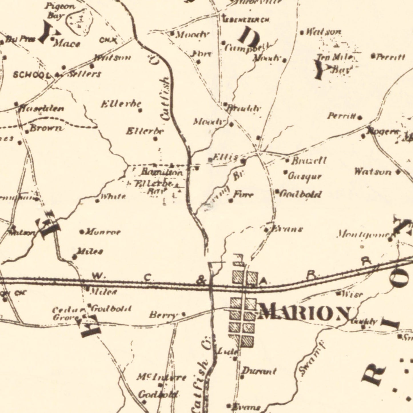 Vintage Map of Marion County, South Carolina, 1825