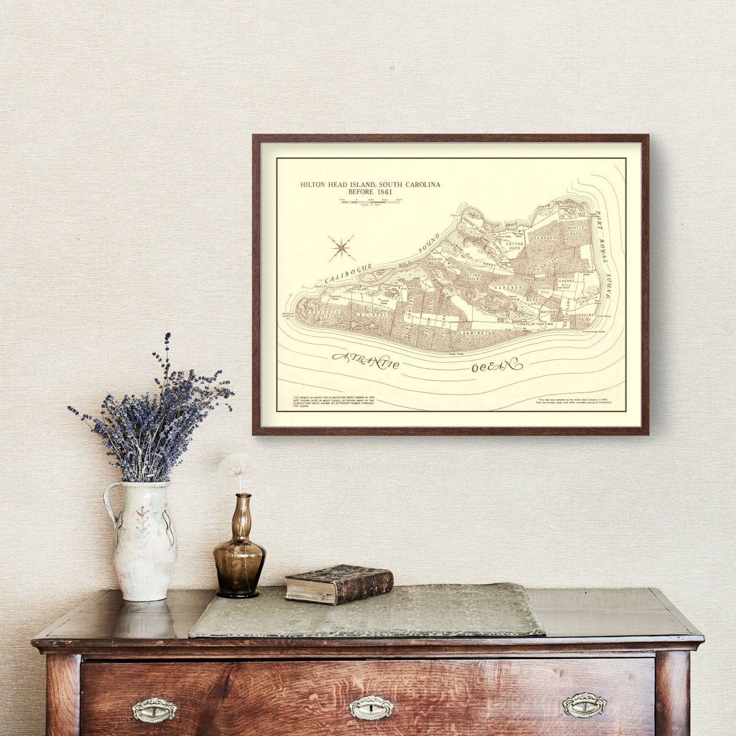 Vintage Hilton Head Island Map, 1861