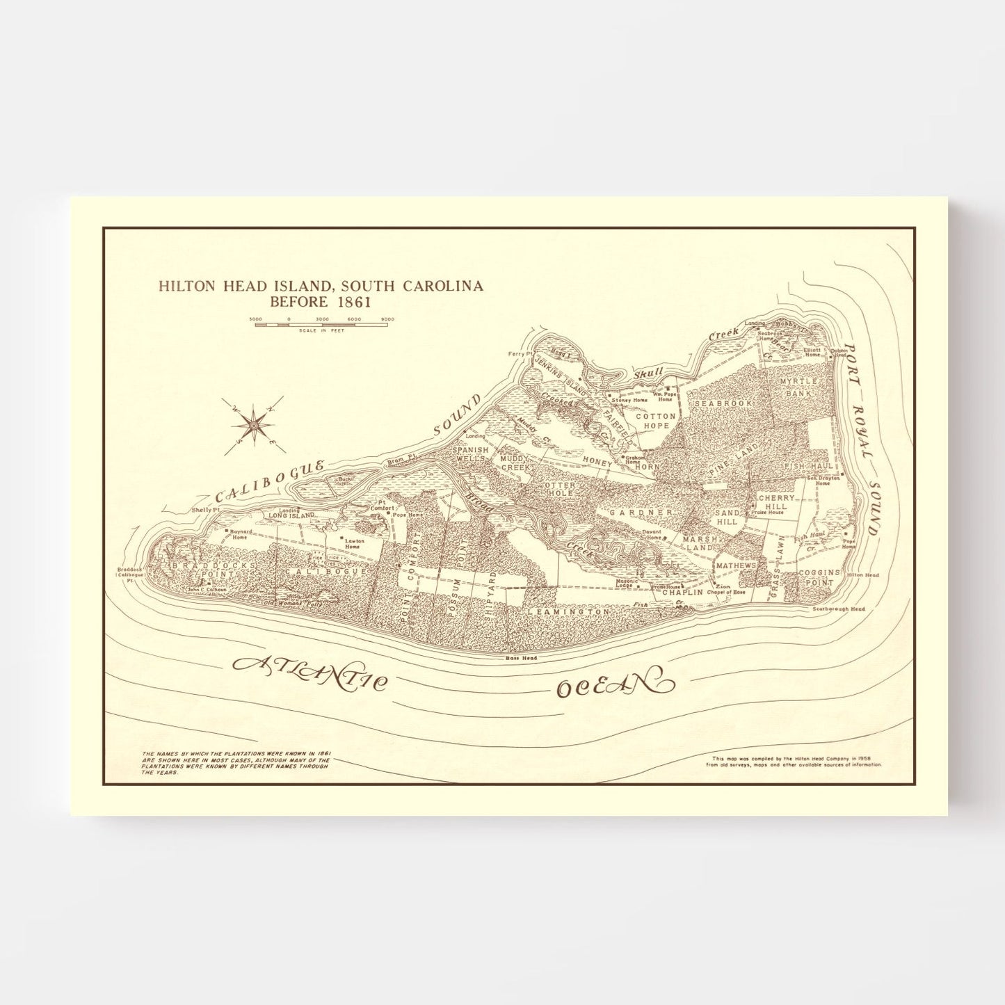 Vintage Hilton Head Island Map, 1861