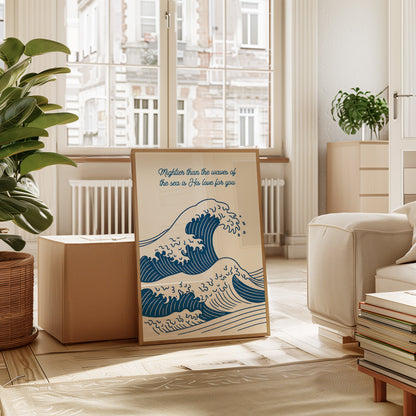 Mightier Than the Waves Ocean Scripture Wall Art
