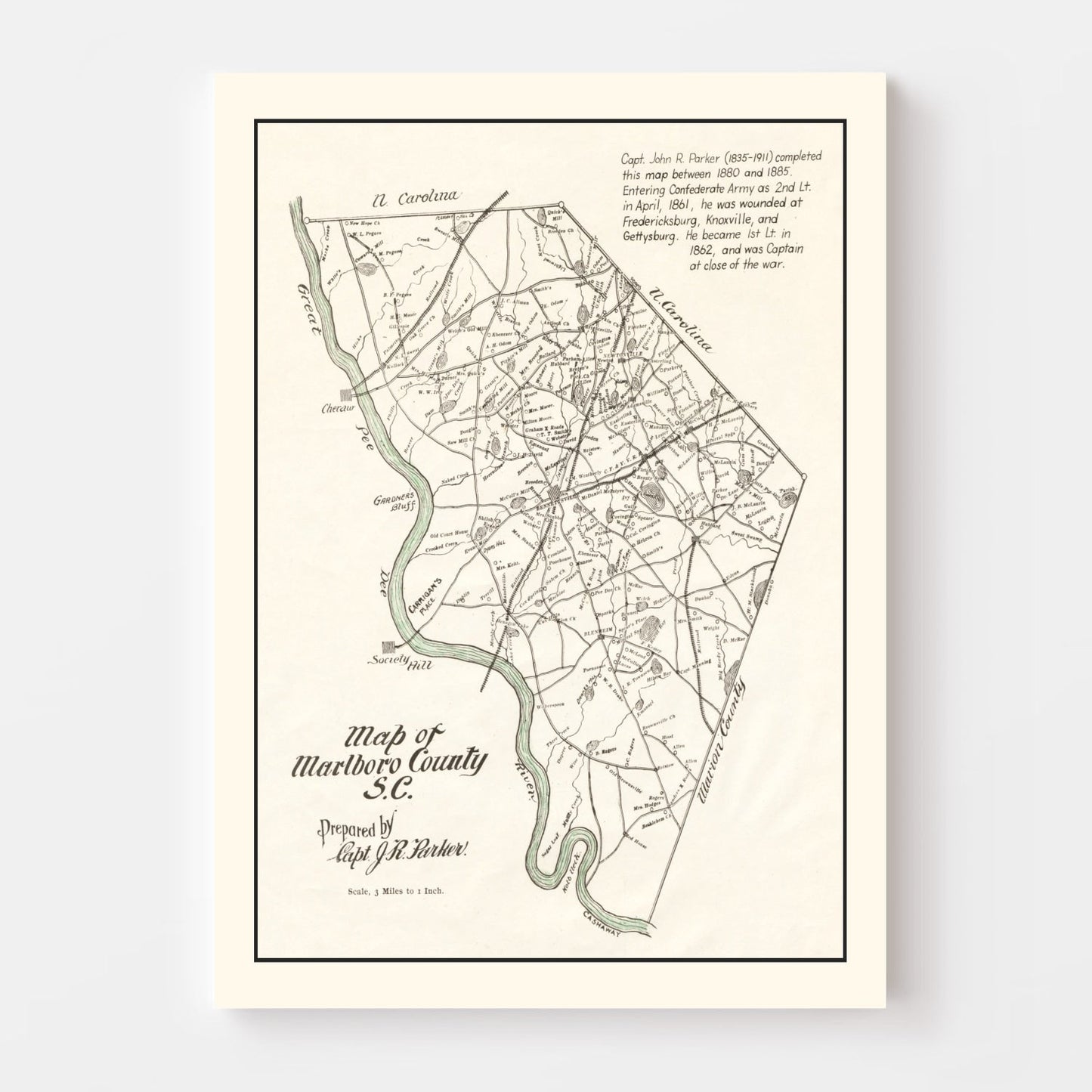 Vintage Map of Marlboro County, South Carolina, 1880