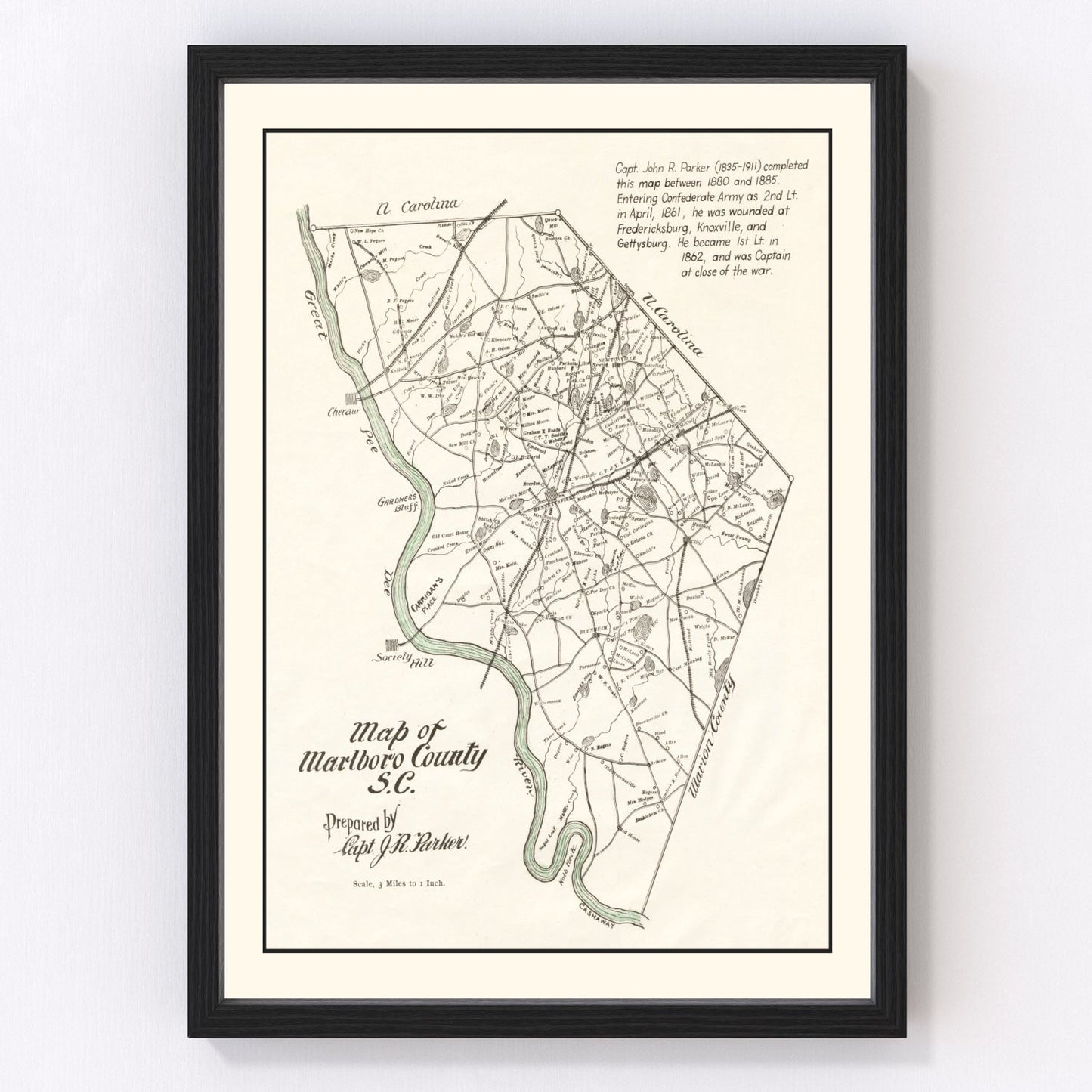 Vintage map of Marlboro County, South Carolina, 1880