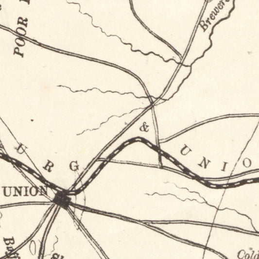 Vintage Map of Union County, South Carolina, 1873
