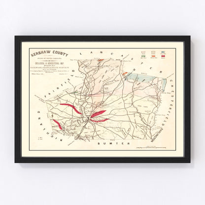vintage map of Kershaw County, South Carolina, 1873