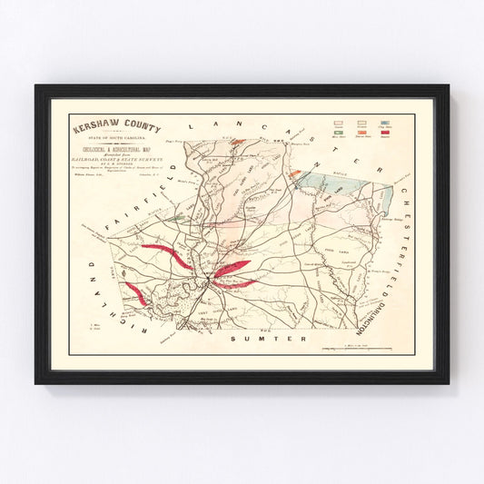 vintage map of Kershaw County, South Carolina, 1873