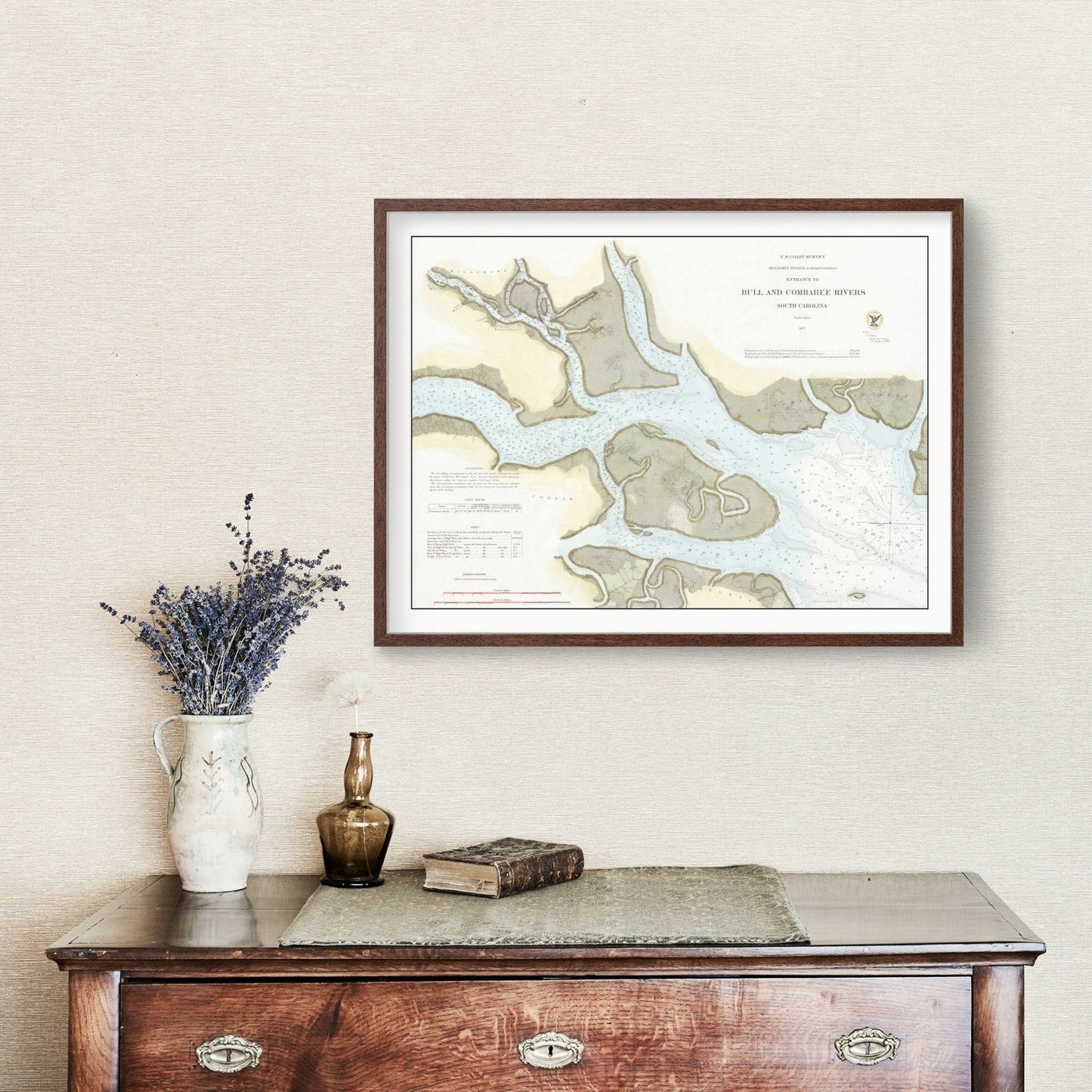 Vintage Map of the Entrance to Bull and Combahee Rivers, 1871