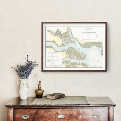 Vintage Map of the Entrance to Bull and Combahee Rivers, 1871