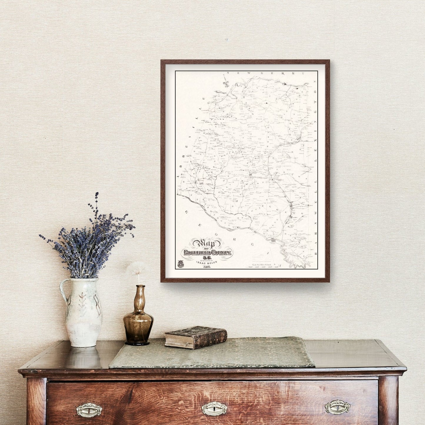 Vintage Map of Edgefield County, South Carolina, 1871