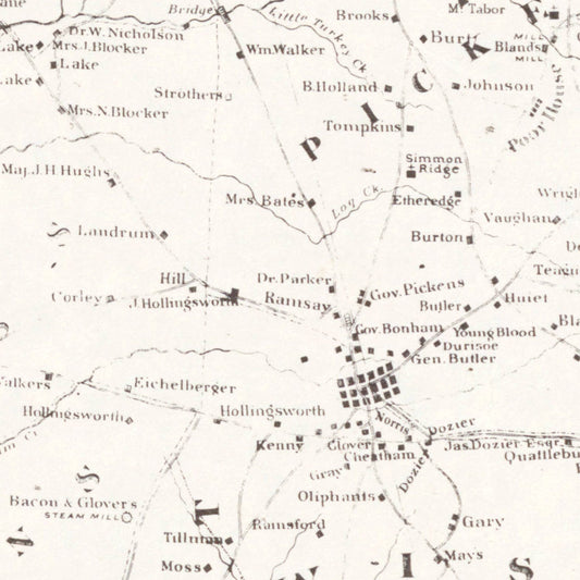 Vintage Map of Edgefield County, South Carolina, 1871