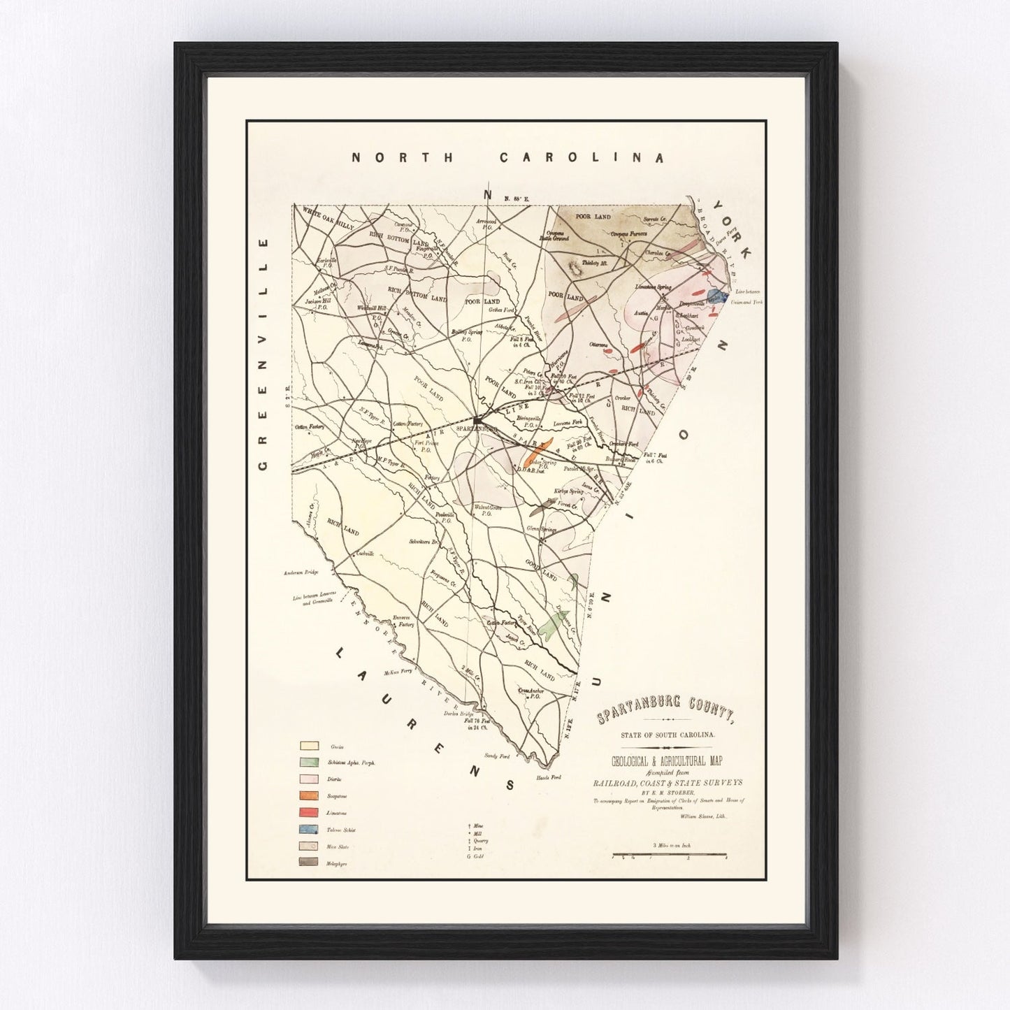vintage map of Spartanburg County, South Carolina, 1880