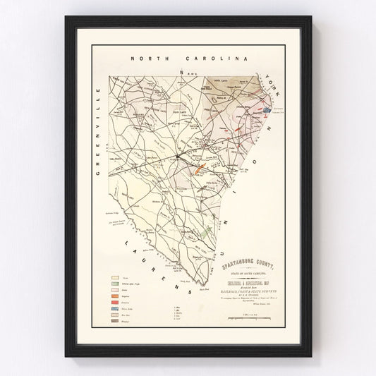 vintage map of Spartanburg County, South Carolina, 1880
