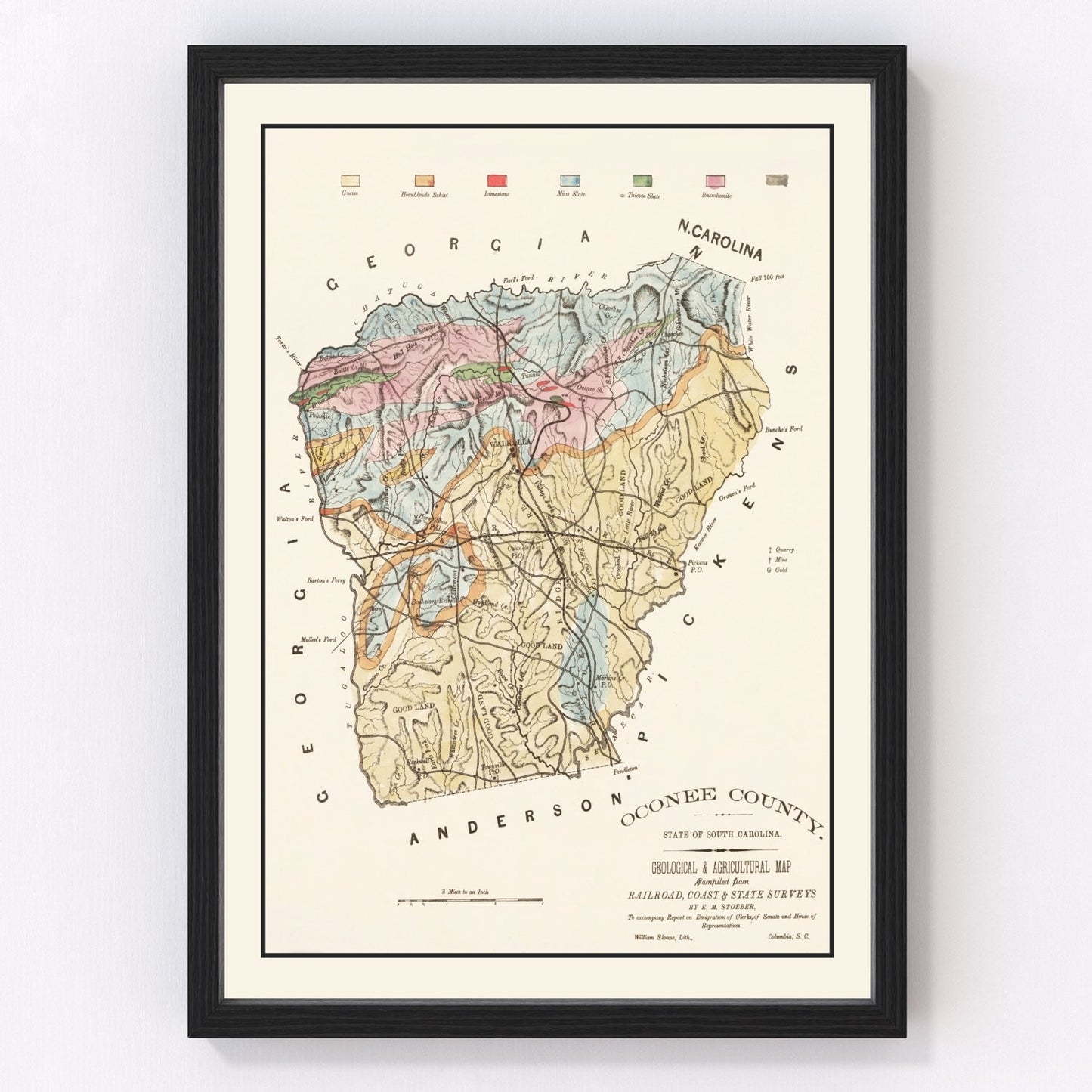 vintage map of Oconee County, South Carolina, 1880