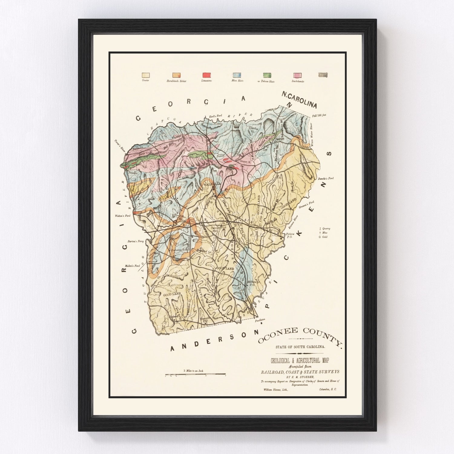 vintage map of Oconee County, South Carolina, 1880