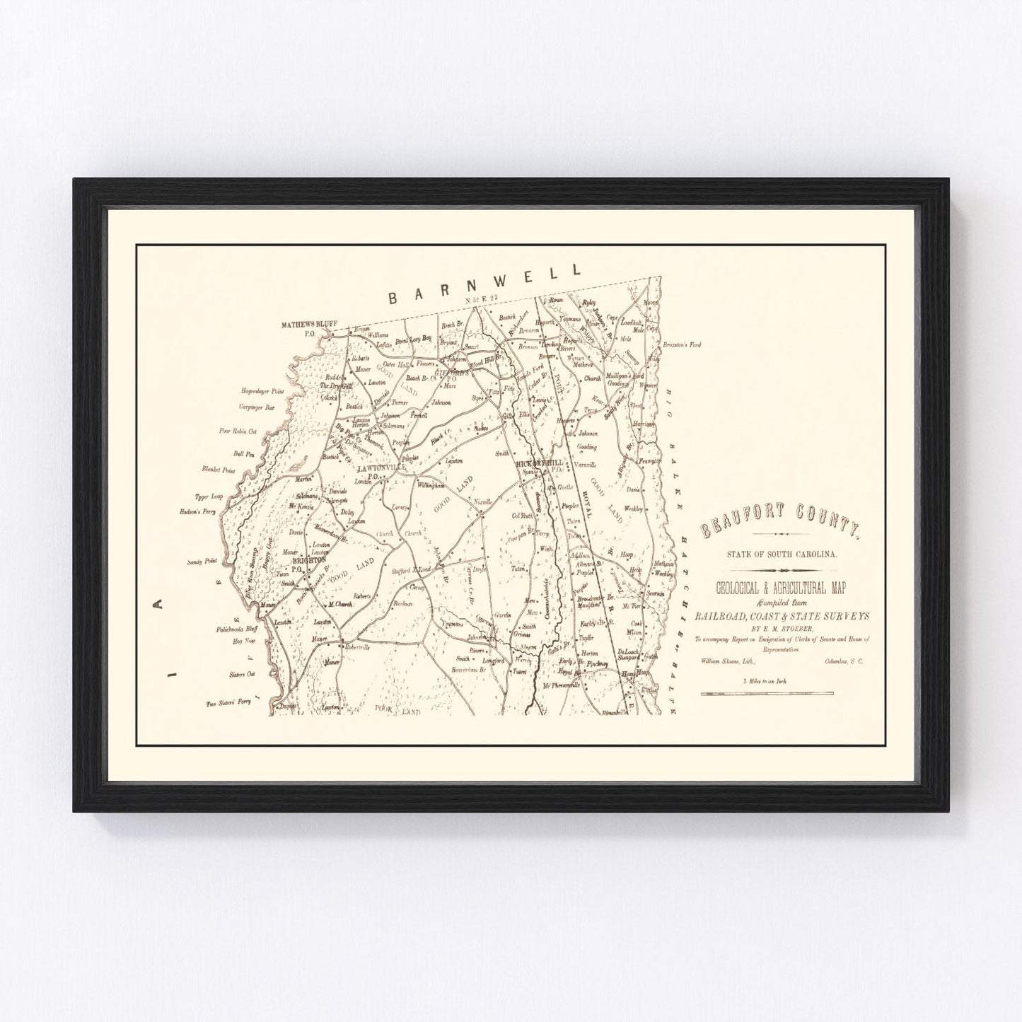 Vintage map of Beaufort County, South Carolina, 1880