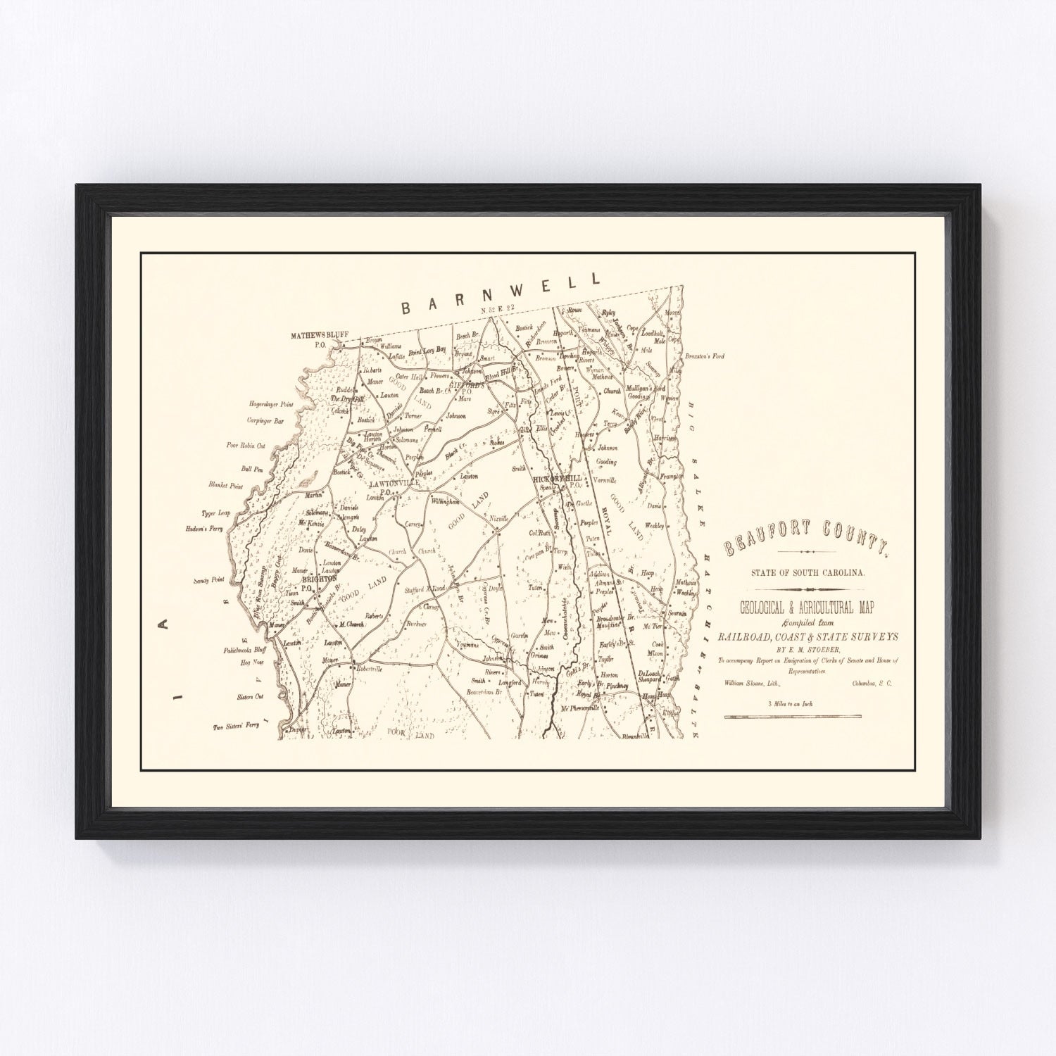 Vintage map of Beaufort County, South Carolina, 1880
