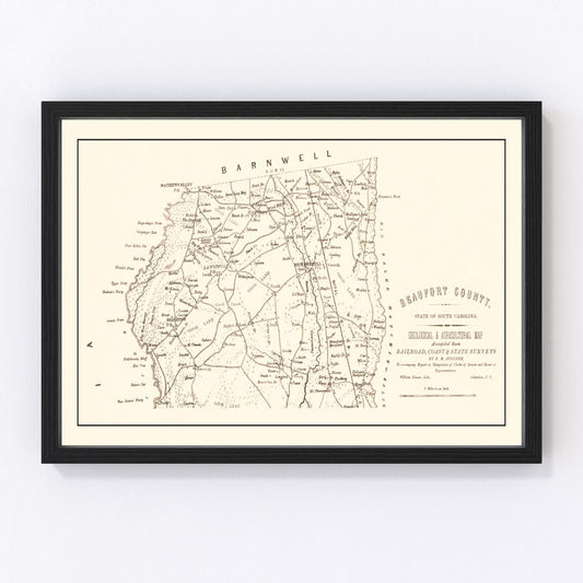 Vintage map of Beaufort County, South Carolina, 1880