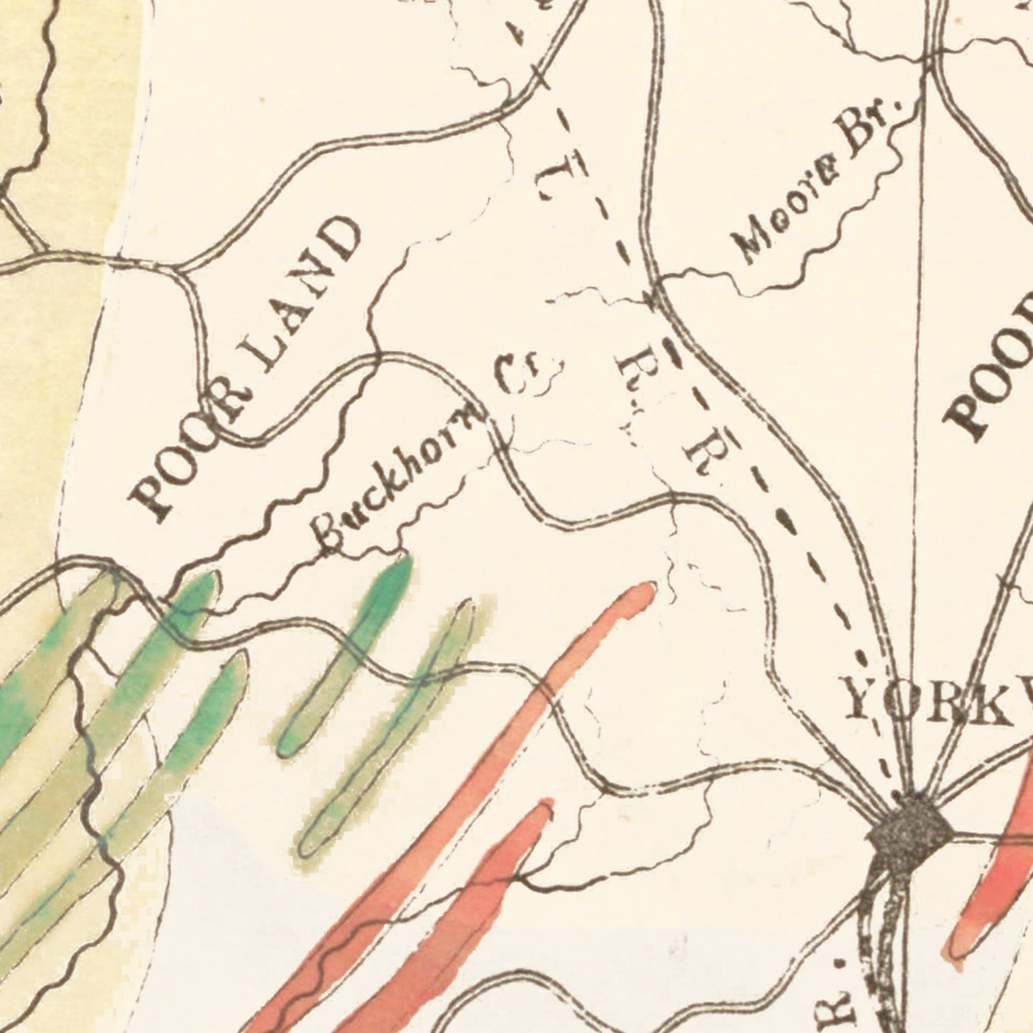 Vintage Map of York County, South Carolina, 1880