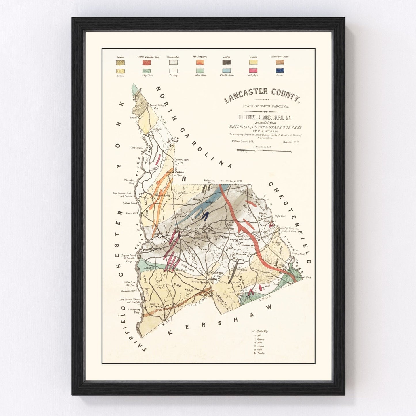 Vintage map of Lancaster County, South Carolina, 1880