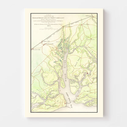 Vintage Map of the Broad River, South Carolina, 1865