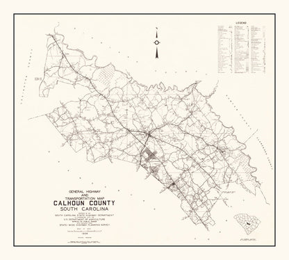 Vintage Map of Calhoun County, South Carolina, 1938