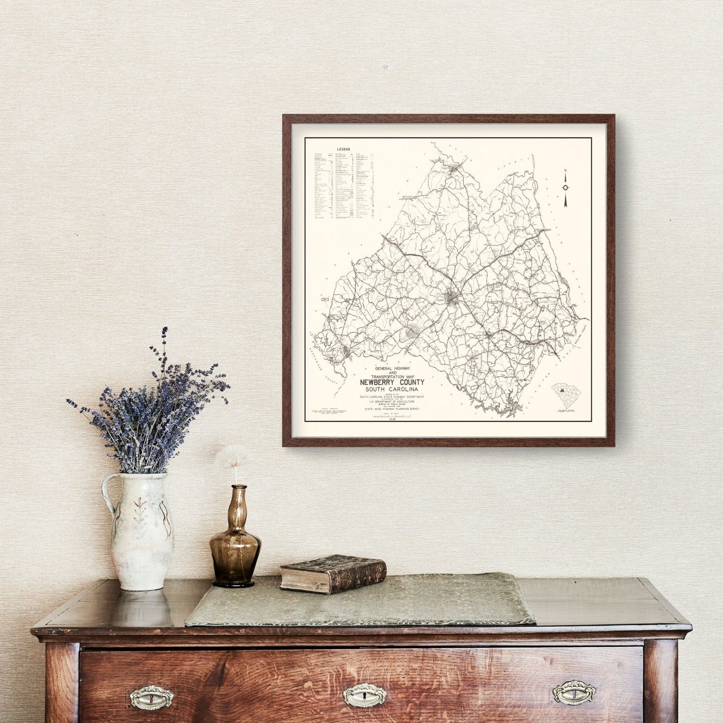 Vintage Map of Newberry County, South Carolina, 1938