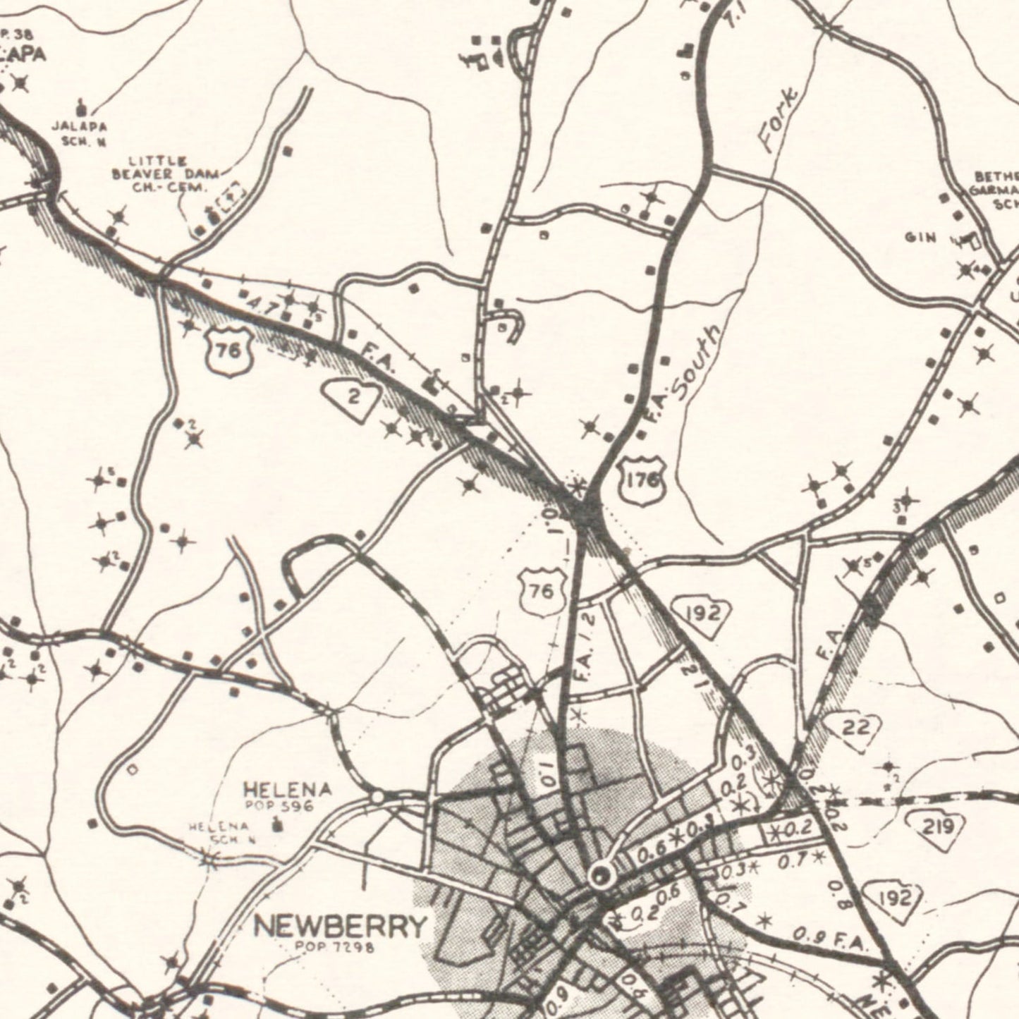 Vintage Map of Newberry County, South Carolina, 1938
