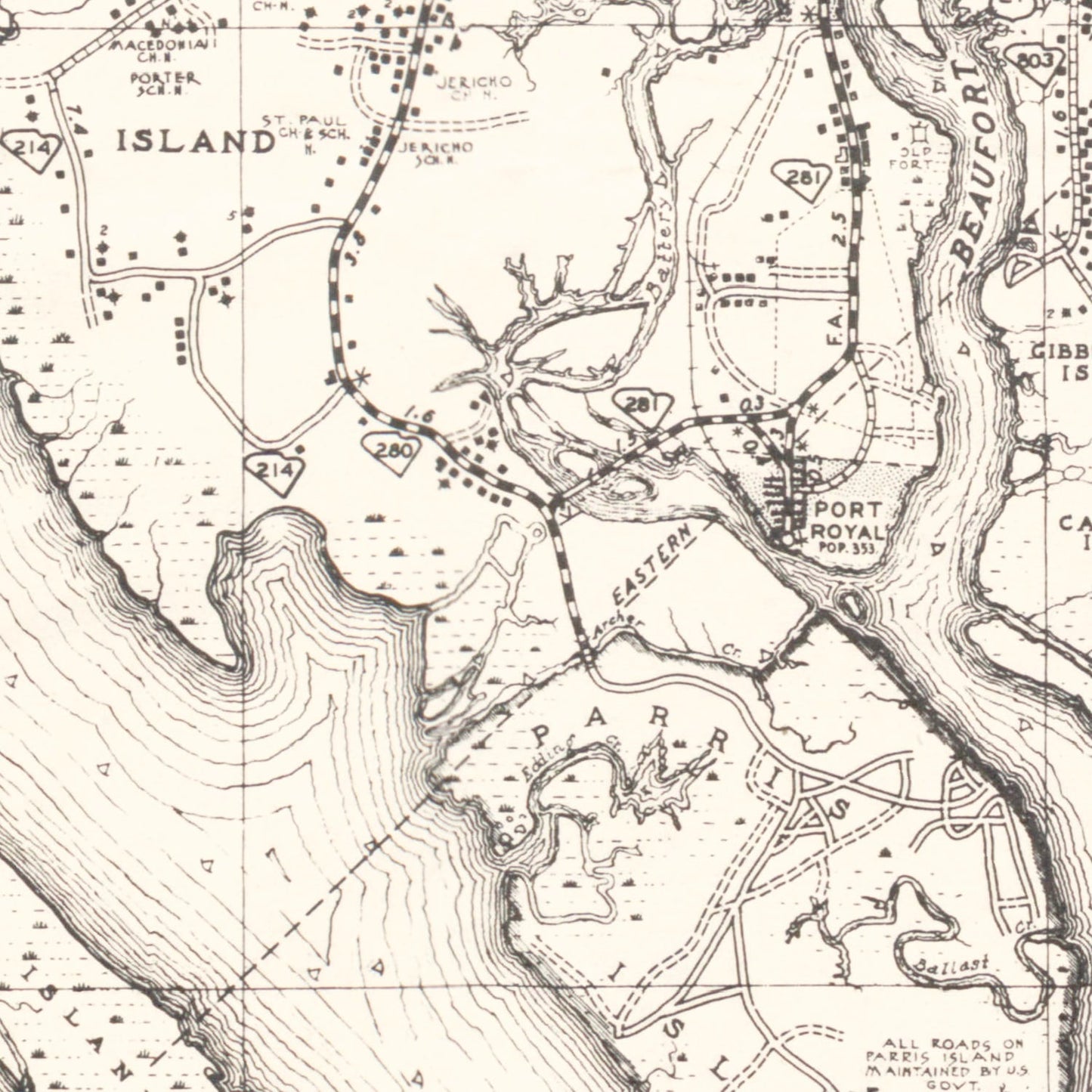 Vintage Map of Beaufort County, South Carolina, 1938