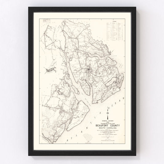 Vintage map of Beaufort County, South Carolina, 1938