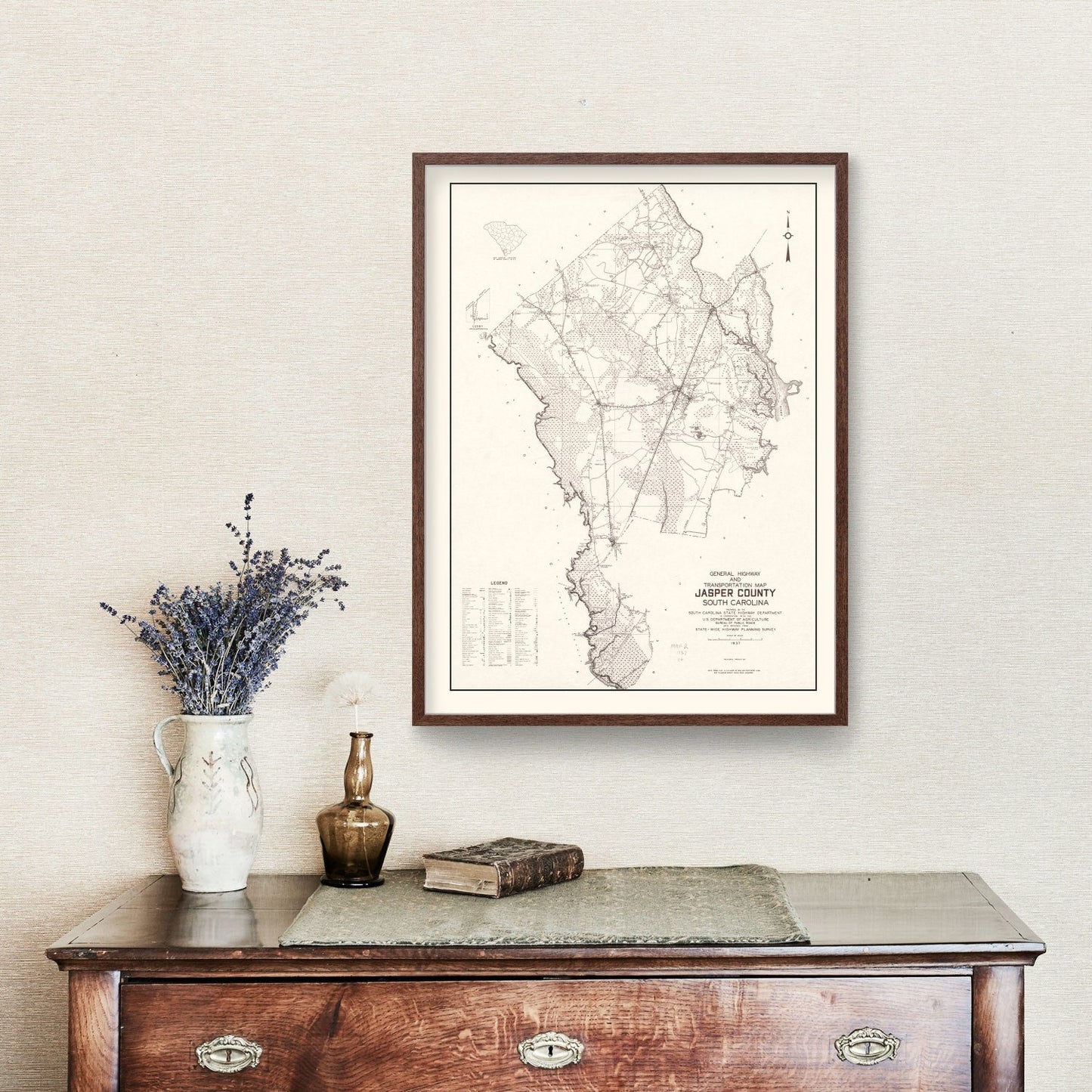 Vintage Map of Jasper County, South Carolina, 1938