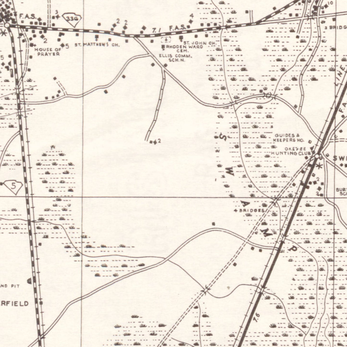 Vintage Map of Jasper County, South Carolina, 1938