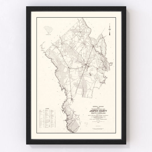 Vintage map of Jasper County, South Carolina, 1938
