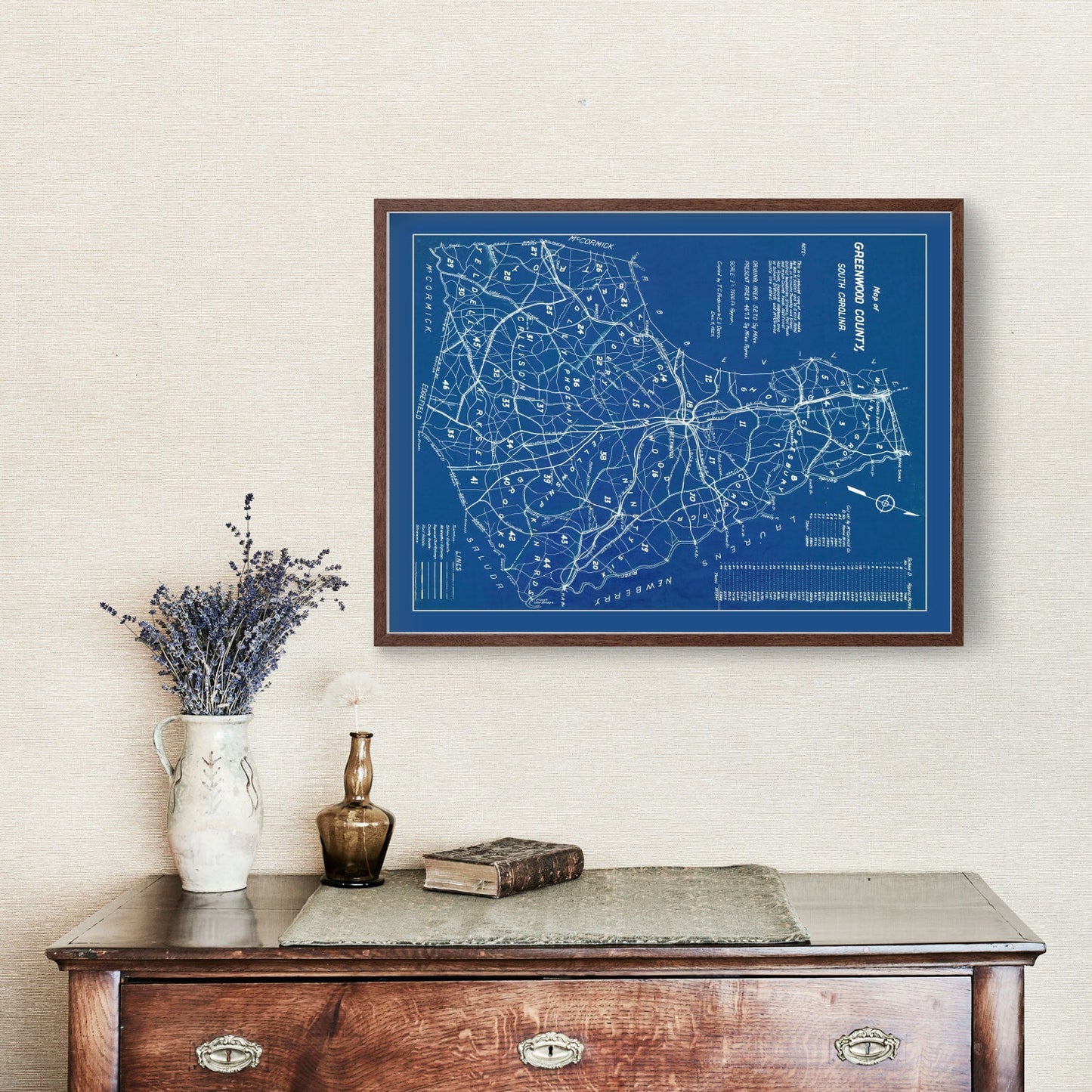 Vintage Map of Greenwood County, South Carolina, 1929