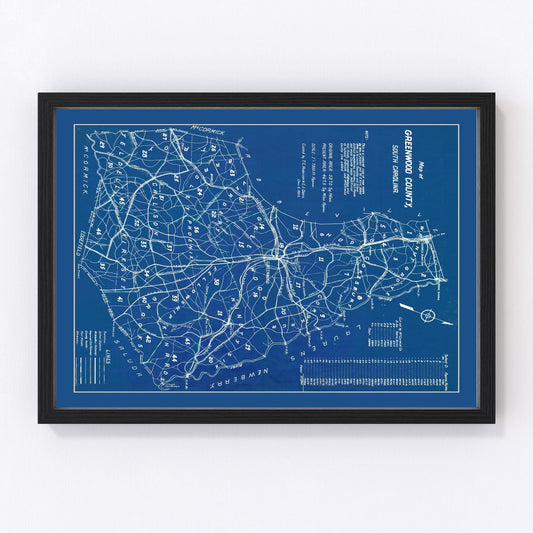 Vintage map of Greenwood County, South Carolina, 1929